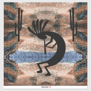 Pegatina Mosaico del desierto del suroeste de Kokopelli de