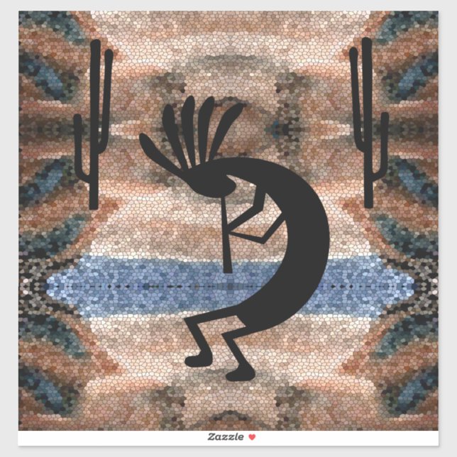Pegatina Mosaico del desierto del suroeste de Kokopelli de  (Hoja)