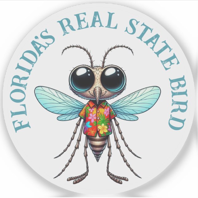 Pegatina Mosquito en camiseta tropical (Anverso)