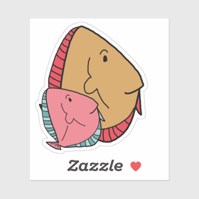 Pegatina Mostaza y peces rosas (Hoja)