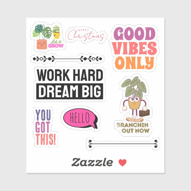 Pegatina Motivational Plant Quote Sticker Sheet | Christmas (Hoja)