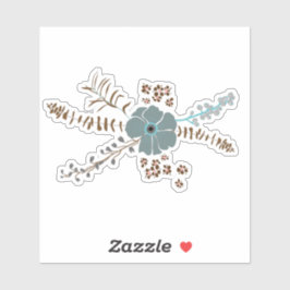 Pegatina Moto floral primaveral Verde azulado gris marrón c