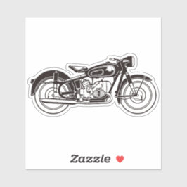 Pegatina Motocicleta clásica blanca y negra SMALL