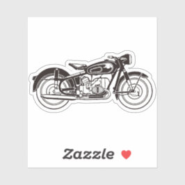 Pegatina Motocicleta clásica blanca y negra SMALL