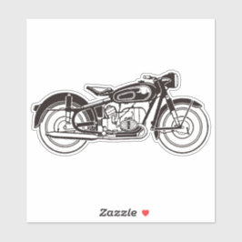Pegatina Motocicleta clásica blanca y negra SMALL