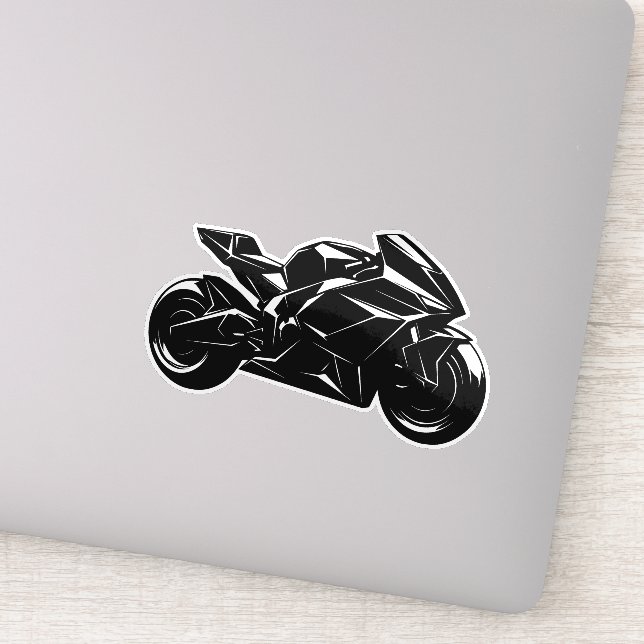 Pegatina Motocicleta futurista vector negro blanco (Detalle)
