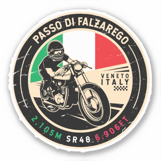 Pegatina Motocicleta Pasado Falzarego Italia (Anverso)
