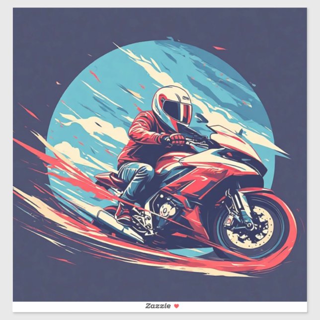 Pegatina Motociclista en carrera (Hoja)