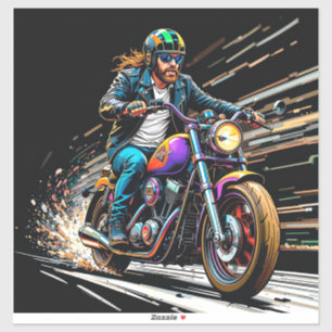 Pegatina Motociclista en carrera