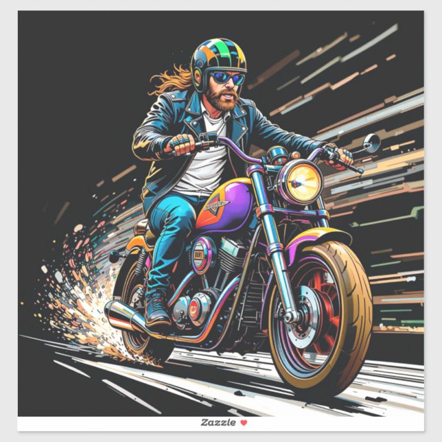 Pegatina Motociclista en carrera (Hoja)