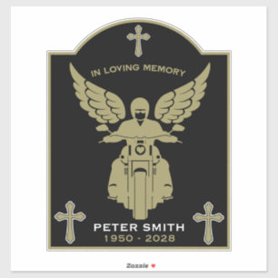Pegatina Motociclista Funeral En Memoria