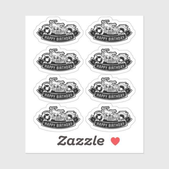 Pegatina Motorcycle Biker Happy Birday Fiesta Scrapbook (Hoja)