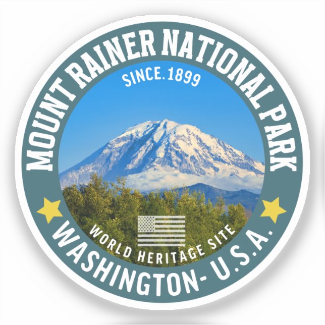 Pegatina Mount Rainier National Park – Washington Mountain (Anverso)