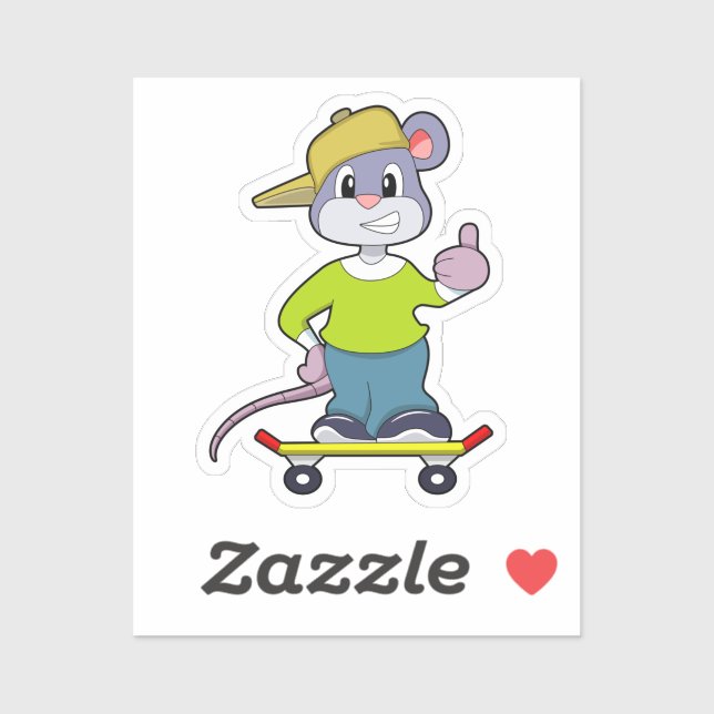 Pegatina Mouse as Skater with Skateboard (Hoja)