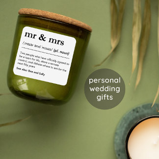 Pegatina Mr and Mrs Personalized Wedding Gift Tag