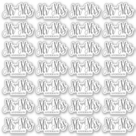 Pegatina Mr y mrs negros y blancos. Guión boda moderno