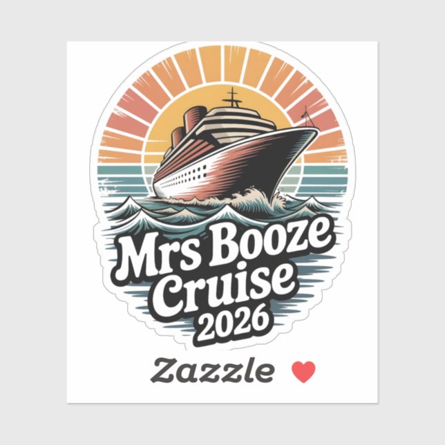 Pegatina Mrs Booze Cruise 2026 Matching Couples  (Hoja)
