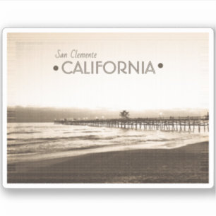 Pegatina Muelle de San Clemente California retro vintage se
