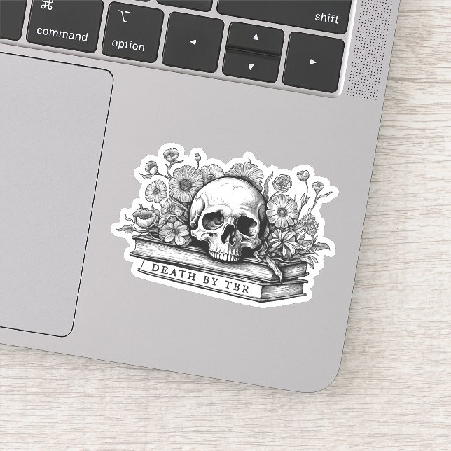 Pegatina Muerte por calavera en tbr y libros (Detalle)