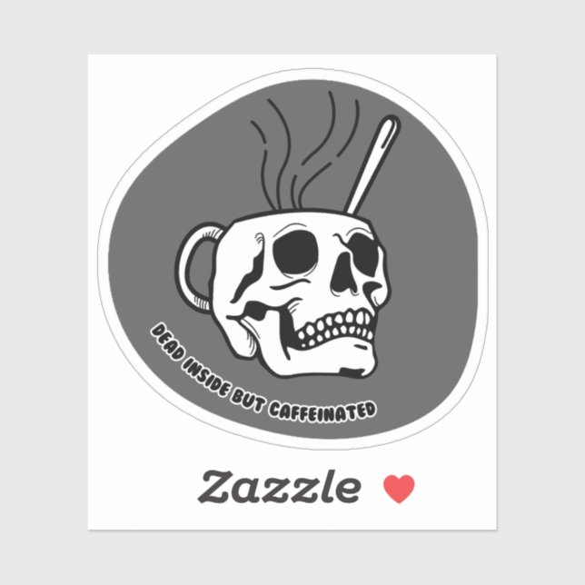 Pegatina Muerto adentro pero cafeinado (Hoja)