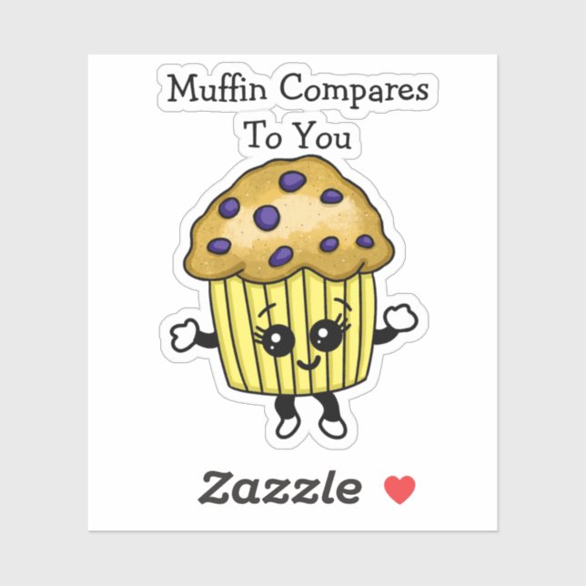 Pegatina Muffin de Arándanos Divertido Juego de Palabras, M (Hoja)