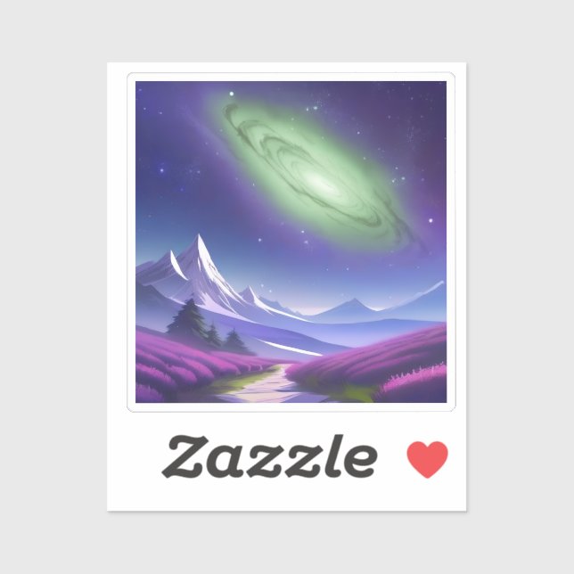 Pegatina Mug de galaxia cósmica - Nebulosa verde sobre el m (Hoja)