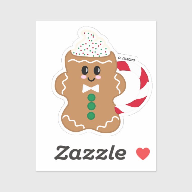 Pegatina Mugre Verde Y Rojo De Gingerbread (Hoja)