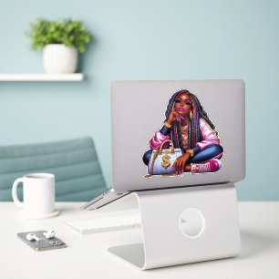 Pegatina Mujer Afroamericana de Hip Hop Melanin Hustler