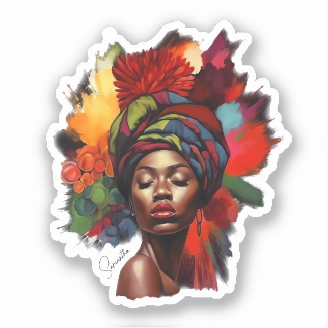 Pegatina Mujer afroamericana empoderada (Anverso)
