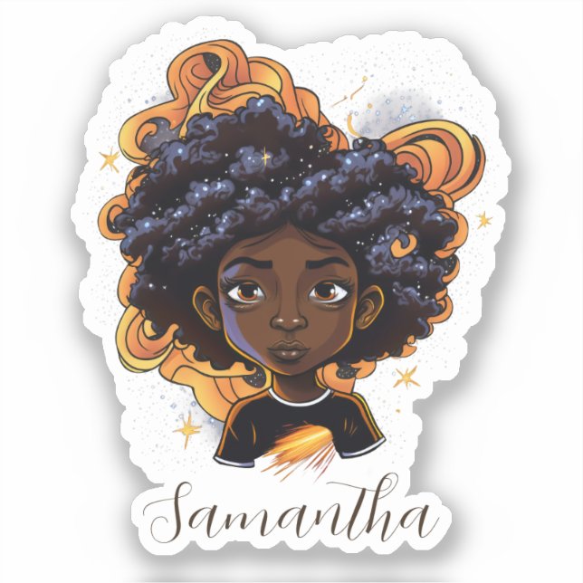 Pegatina Mujer celestial Starry Afro (Anverso)