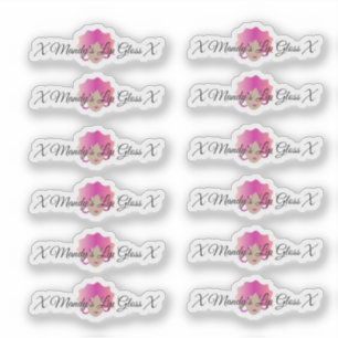 Pegatina Mujer de Labios Rosados Envase de Brillo Labial Pe