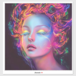 Pegatina Mujer extranjera con pelo cósmico