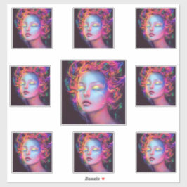 Pegatina Mujer extranjera con pelo cósmico