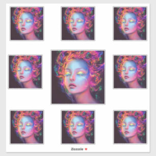 Pegatina Mujer extranjera con pelo cósmico