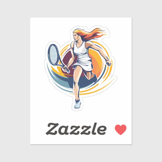 Pegatina mujer jugando tenis (Hoja)