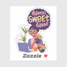 Pegatina Mujer negra: Ladrón de plantas locas, hogar dulce 