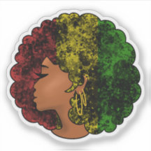 Mujer negra rasta afro rojo amarillo verde 