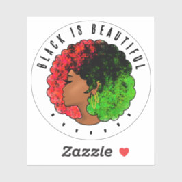 Pegatina Mujer niña negra panafricana orgullo afro verde ro