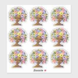 Pegatina Mujeres afroamericanas con flores en el pelo