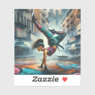 Pegatina Mujeres Breakdancer en acción Silueta de Nueva Yor