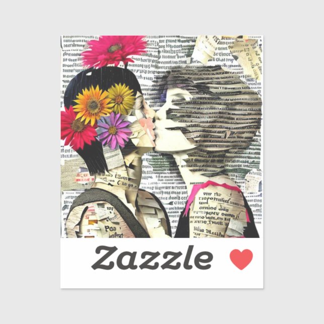 Pegatina Mujeres lesbianas enamoradas | Beso del Orgullo (Hoja)