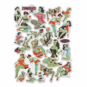 Pegatina Mujeres retro zombi