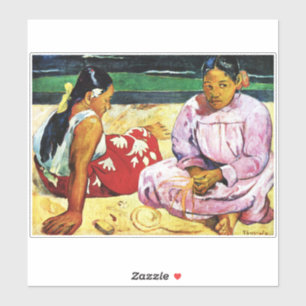Pegatina Mujeres tahitianas en la playa por Paul Gauguin