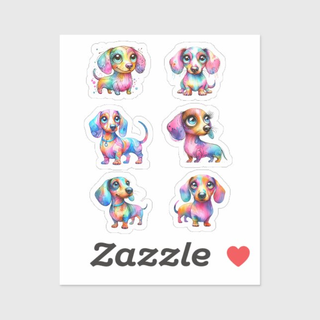 PEGATINA MULTI COLOR DACHSHUND VINYL STICKERS (Hoja)