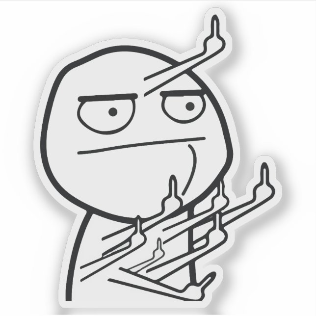 Pegatina Multiple Middle Fingers Rage Face Meme Mug (Anverso)