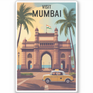 Pegatina Mumbai India Gateway of India Ilustracion Travel