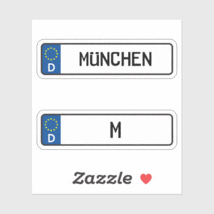 Pegatina Munchen kennzeichen, Placa de licencia de automóvi
