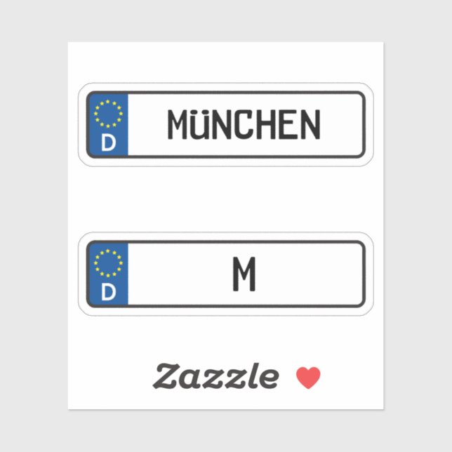 Pegatina Munchen kennzeichen, Placa de licencia de automóvi (Hoja)