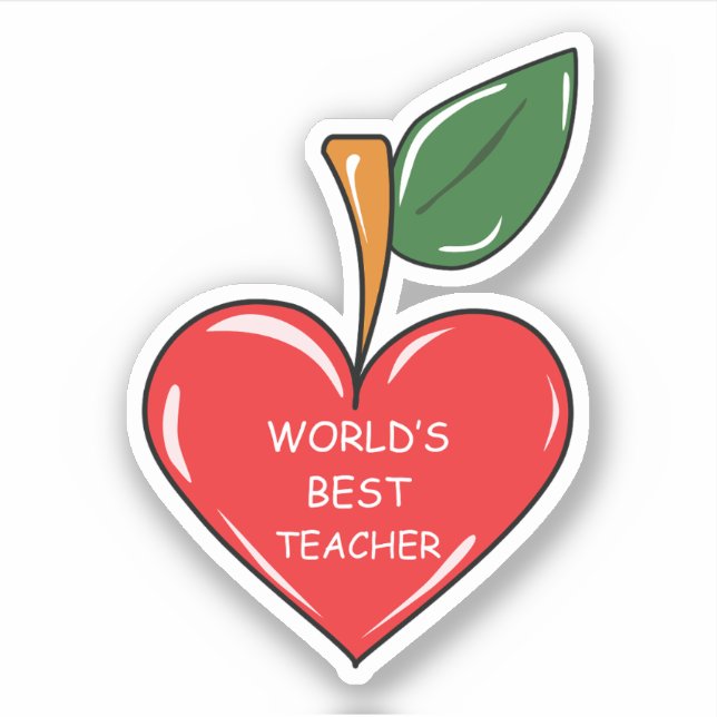 Pegatina mundo mejor maestro apple diversión (Anverso)