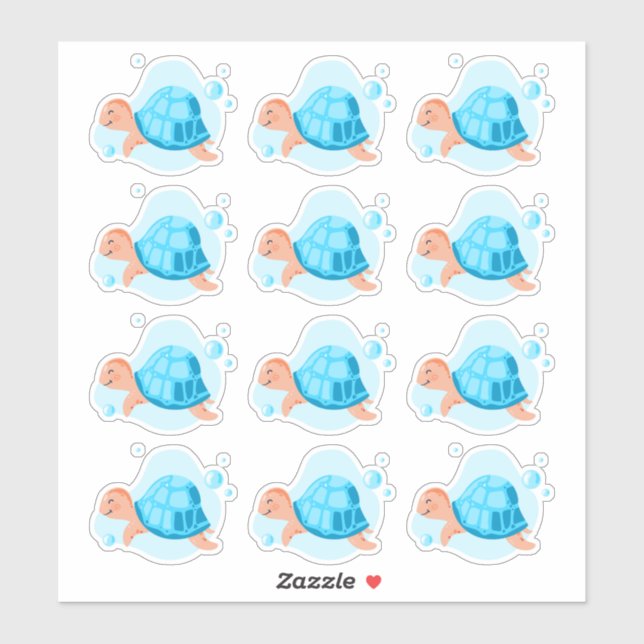 Pegatina Mundo submarino. Vida marina. Cute sea・turtle (Hoja)